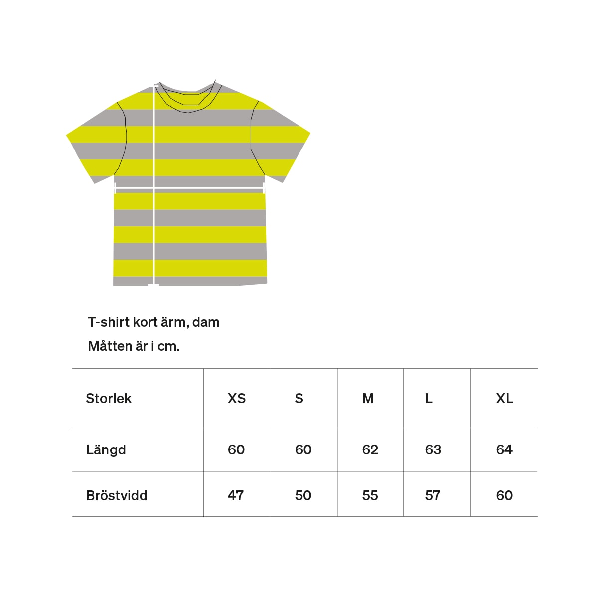 AWOC Dam T-shirt, kort ärm, limegul/grå