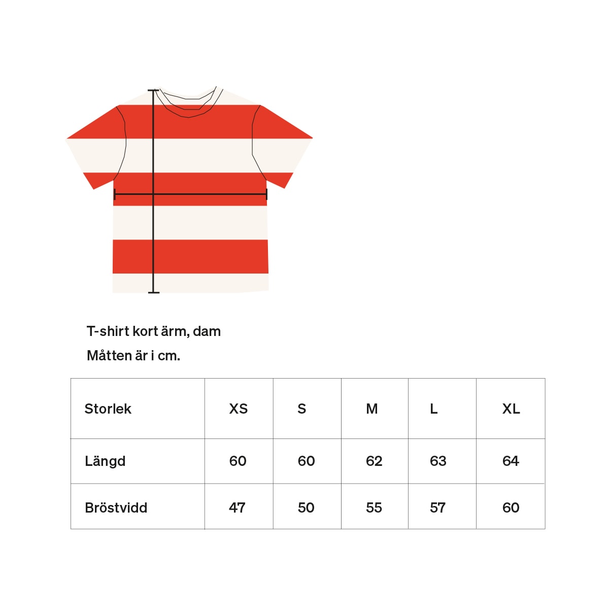 AWOC Woman T-shirt, short sleeve, red/cremewhite