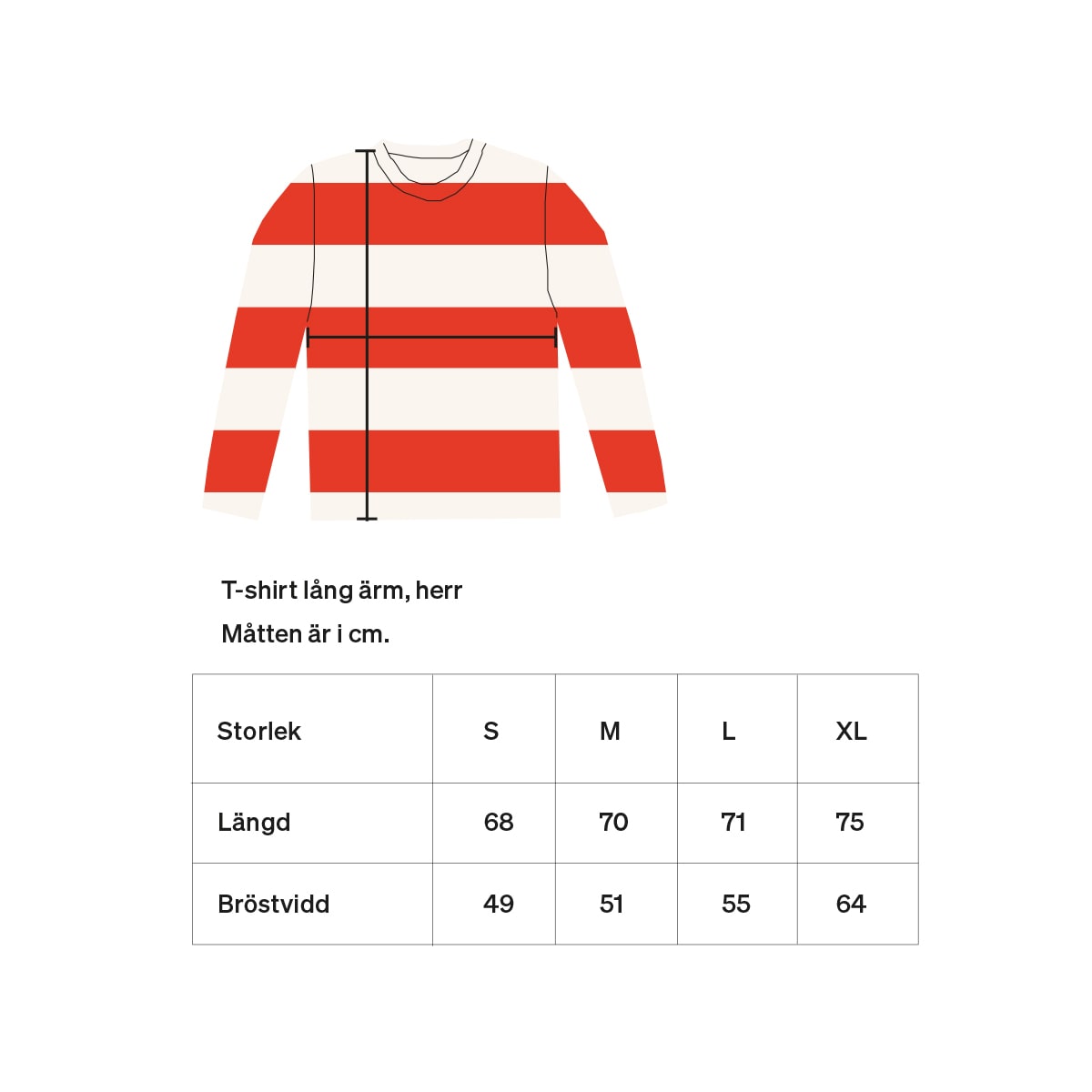 AWOC Men T-shirt, long sleeve, red/cremewhite
