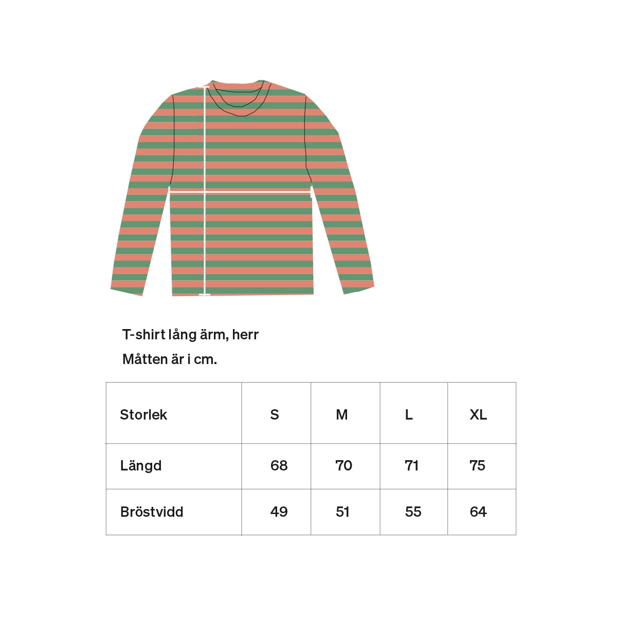 AWOC Men T-shirt, long sleeve, green/apricot
