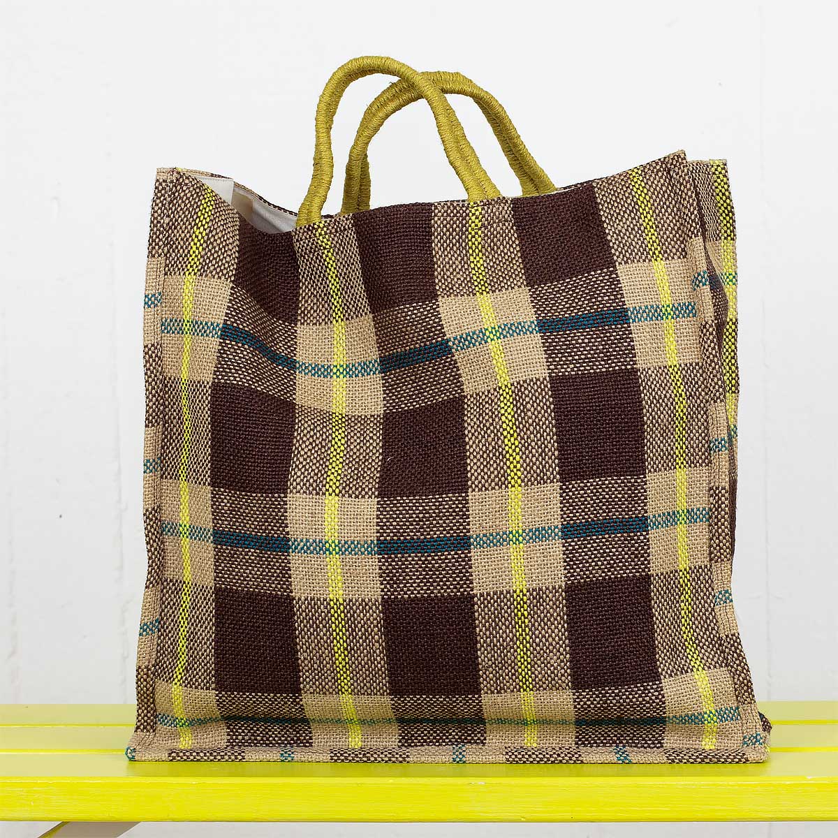 TANIA Bag checkered, brown/yellow