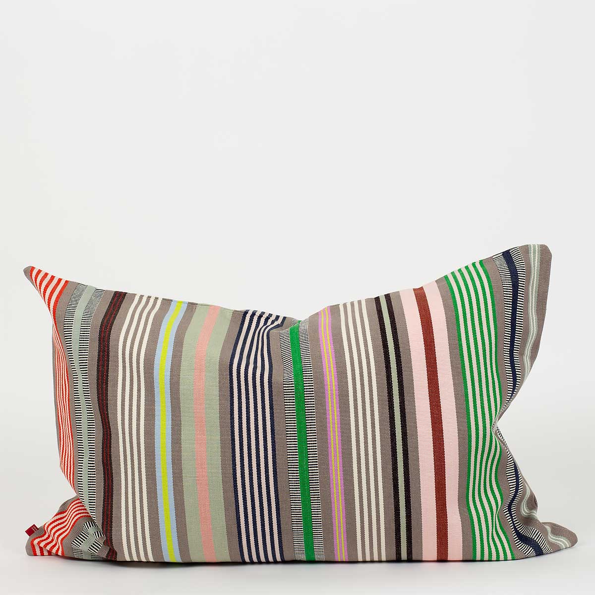 Randigt kuddfodral 50x70 - grön, grå, röd, beige