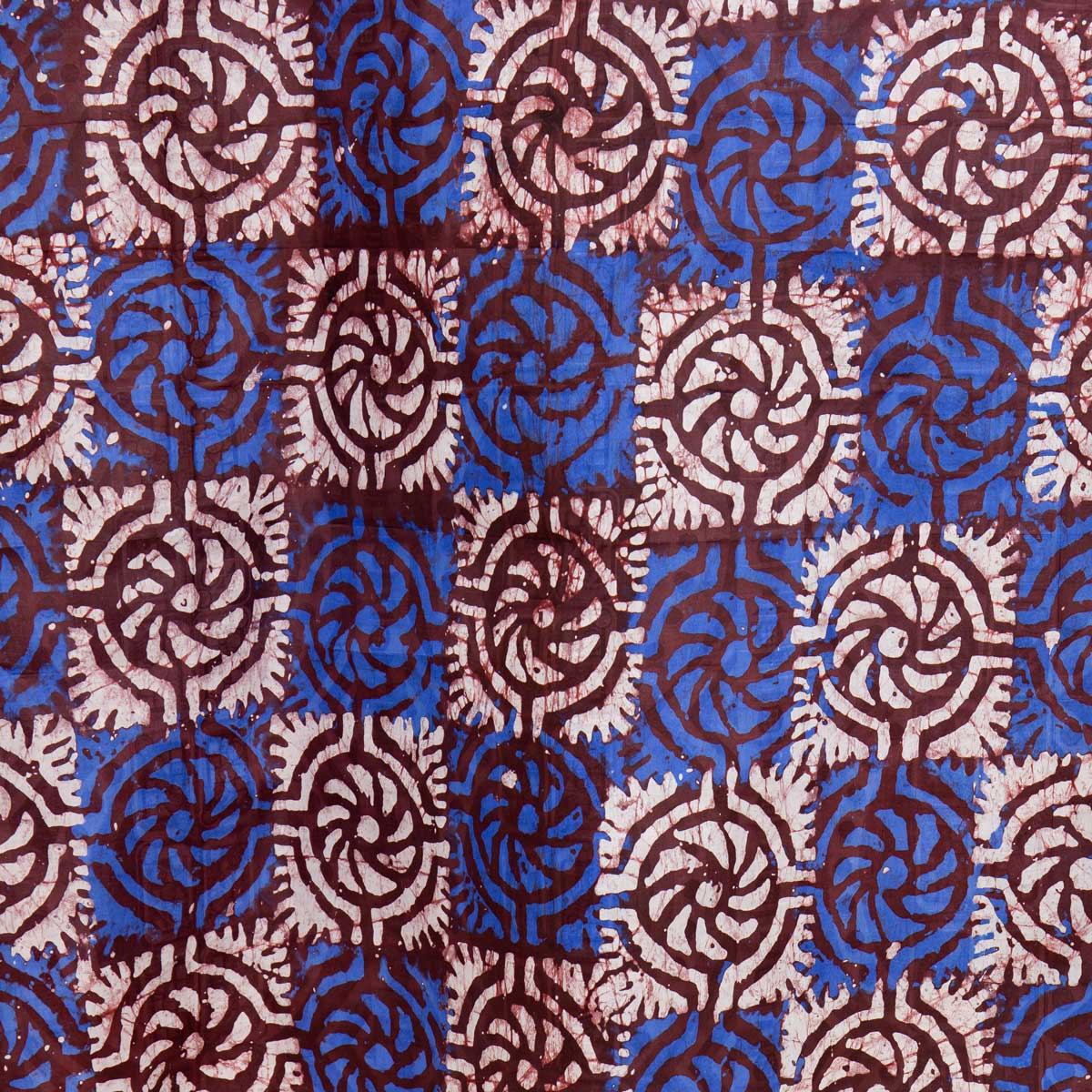 TILE BATIK Cloth 85x280 cm, blue/wine