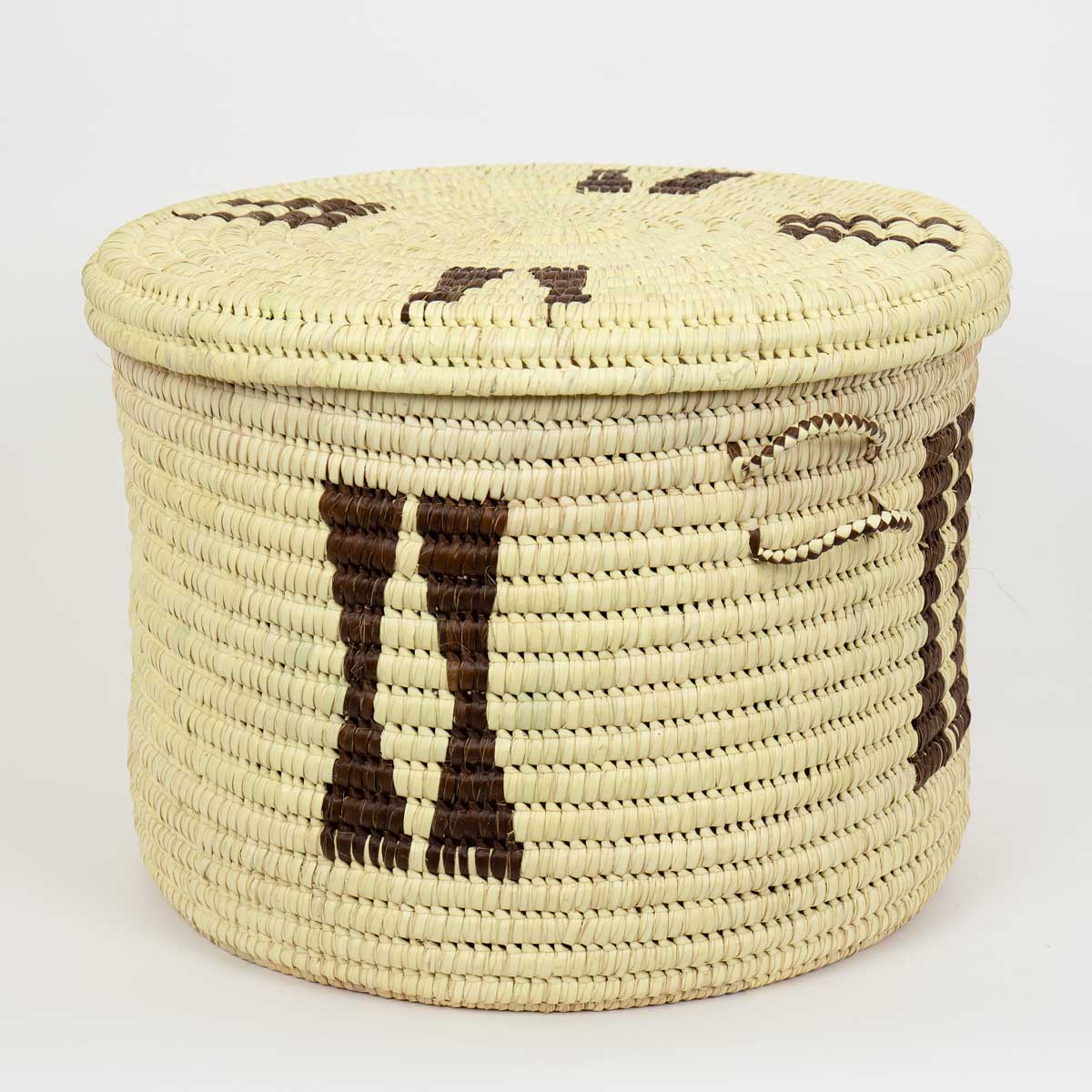 TURKANA Basket w lid, natural/brown