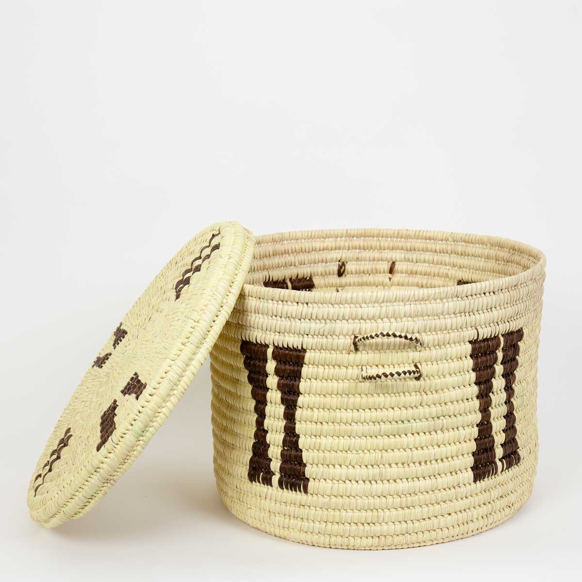 TURKANA Basket w lid, natural/brown