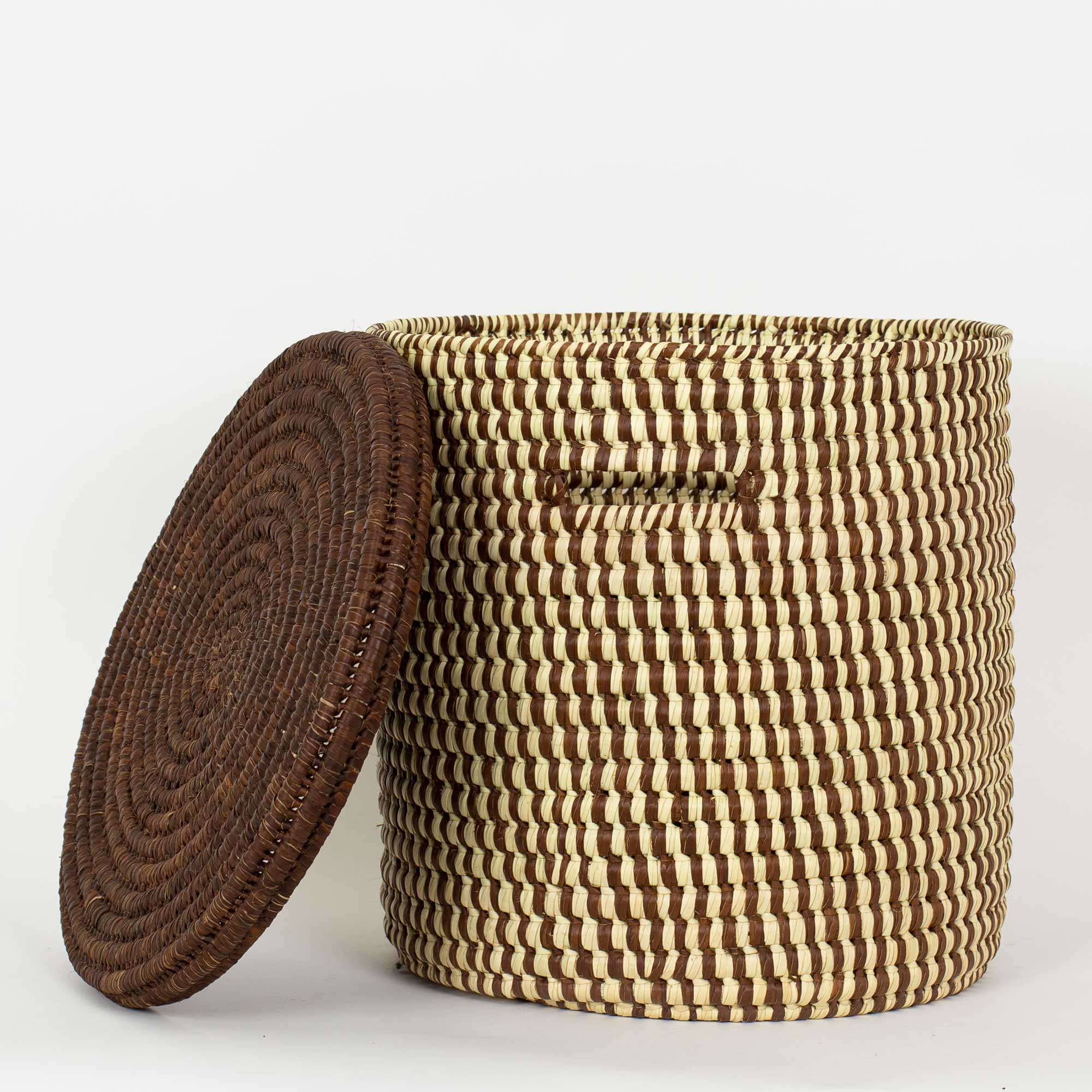 TURKANA Basket with lid S, brown/natural