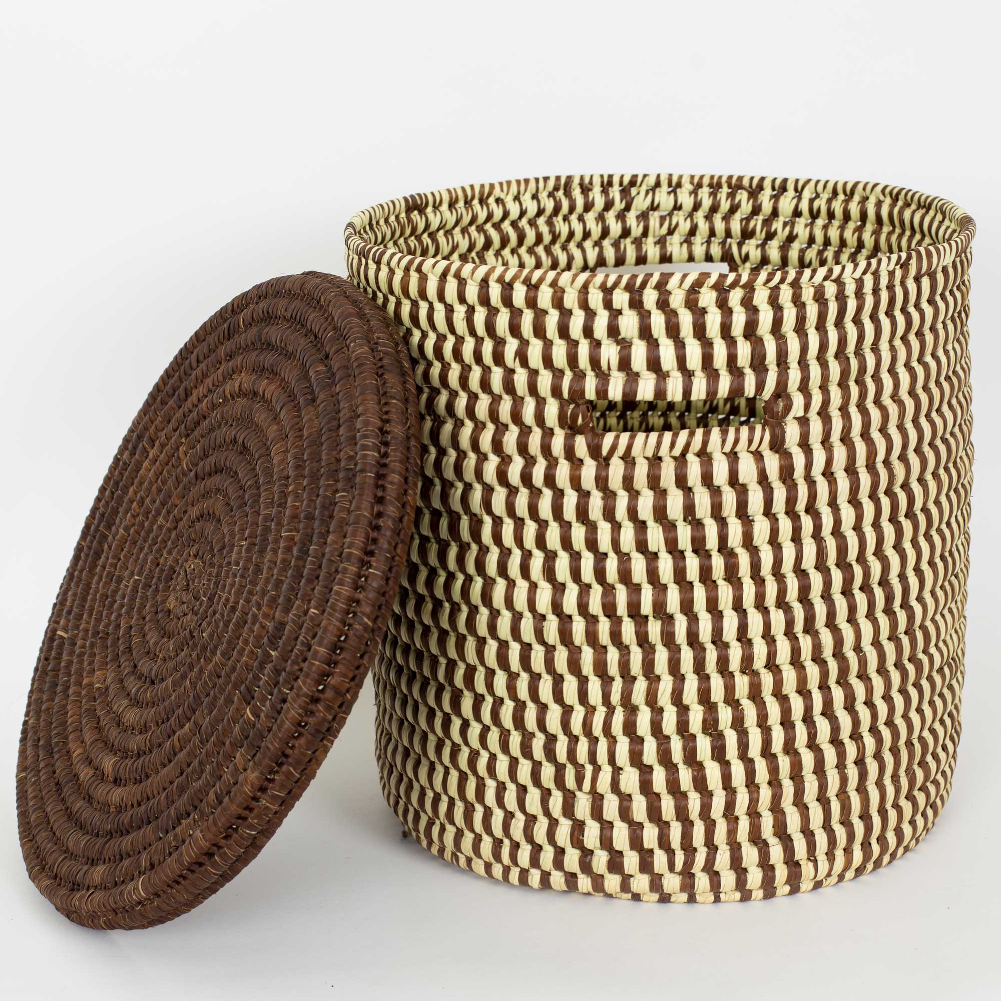 TURKANA Basket with lid L, brown/natural
