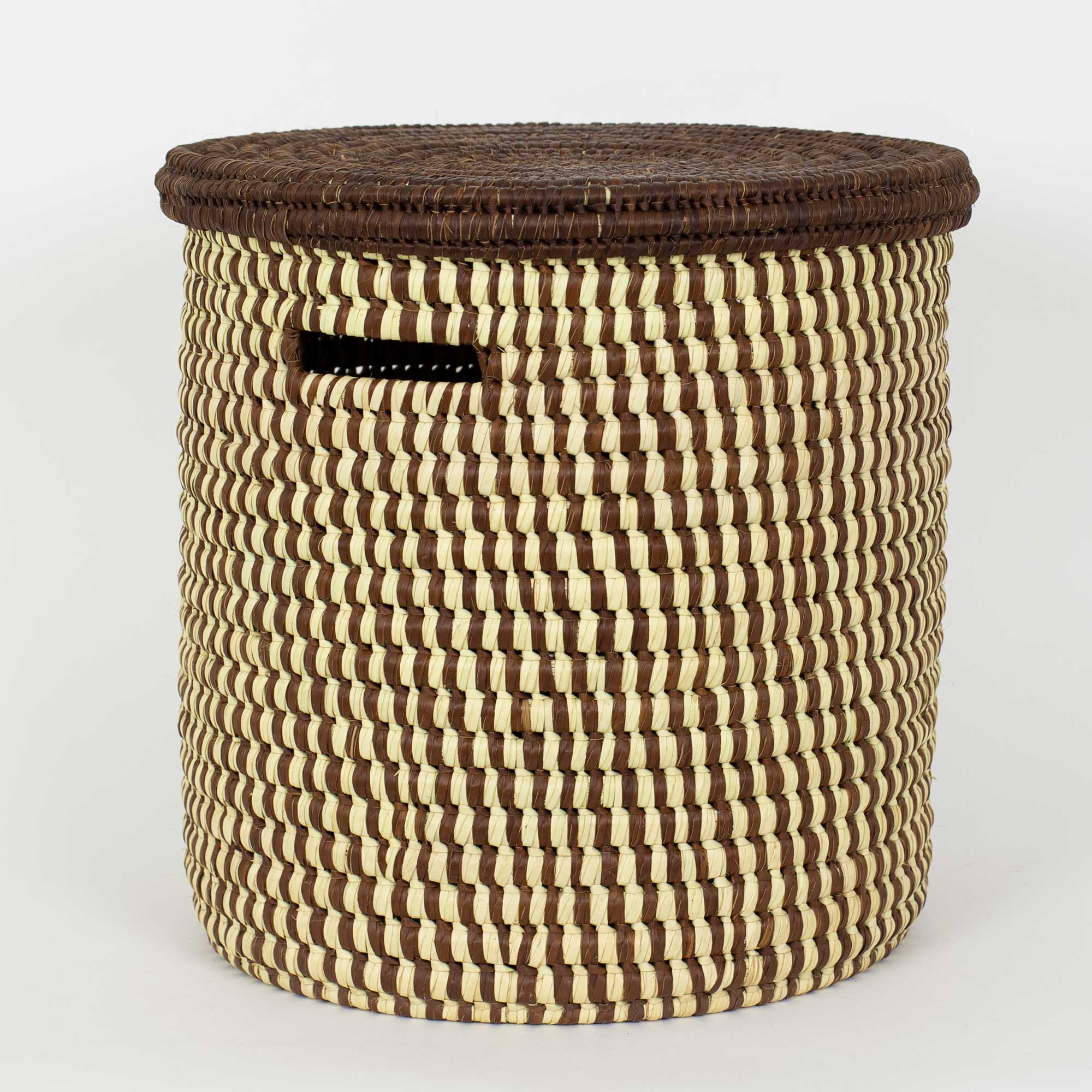 TURKANA Basket with lid S, brown/natural
