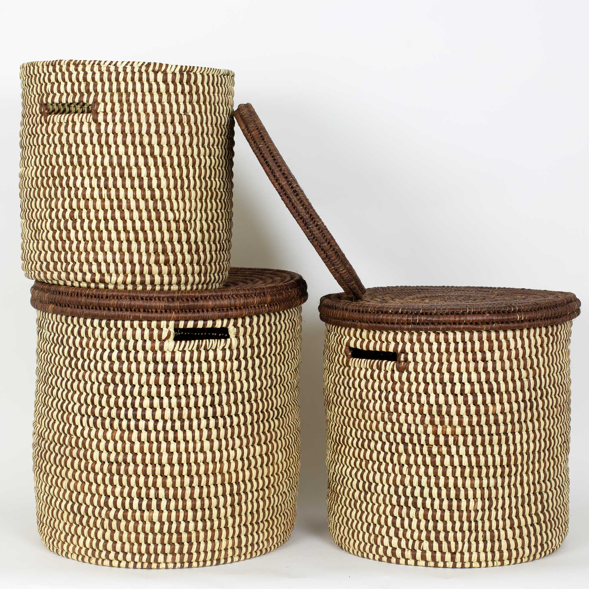 TURKANA Basket with lid S, brown/natural