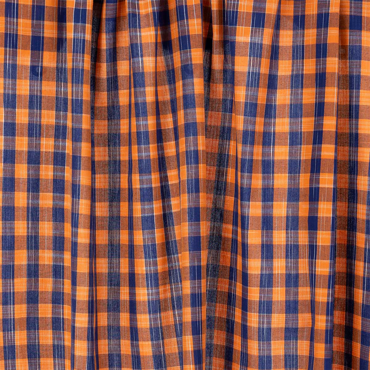 Tyg på metervara- rutigt i  blått och orange - Fair Trade
