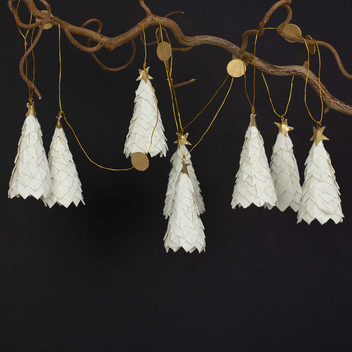 WHITE FIR Garland, white/gold
