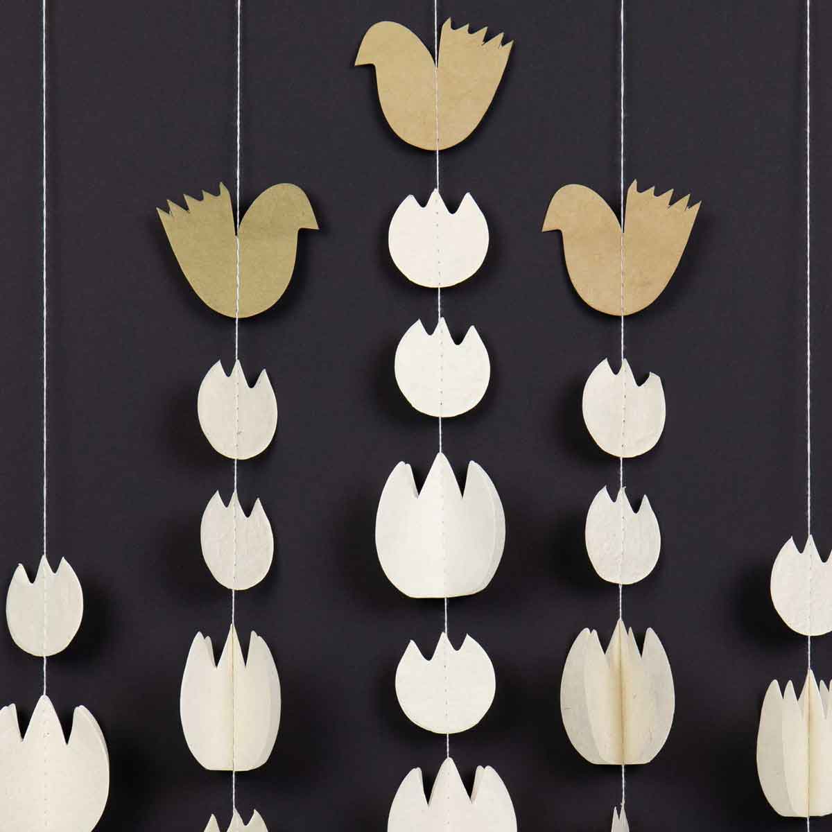 WHITE TULIP WITH GOLDEN BIRDS Mobile